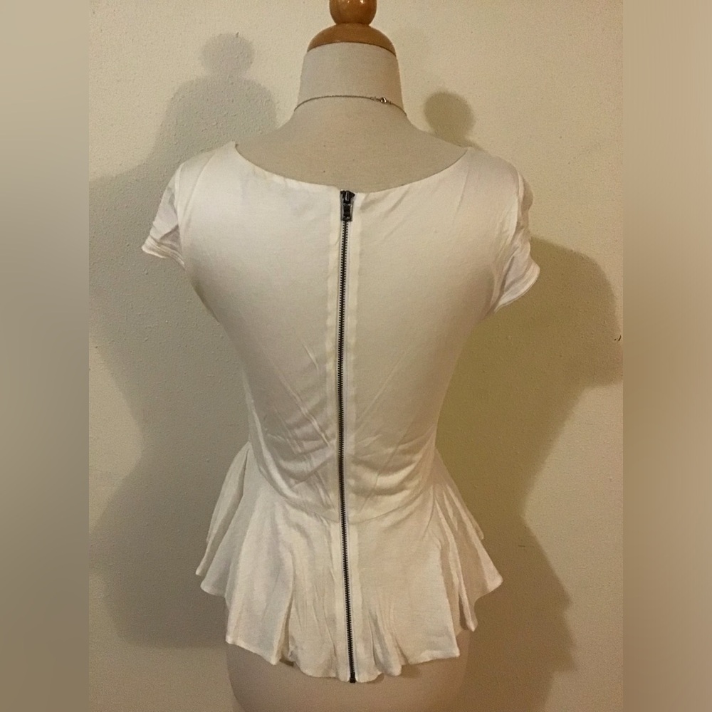 Alice + Olivia White Peplum Top - Picture 2 of 6